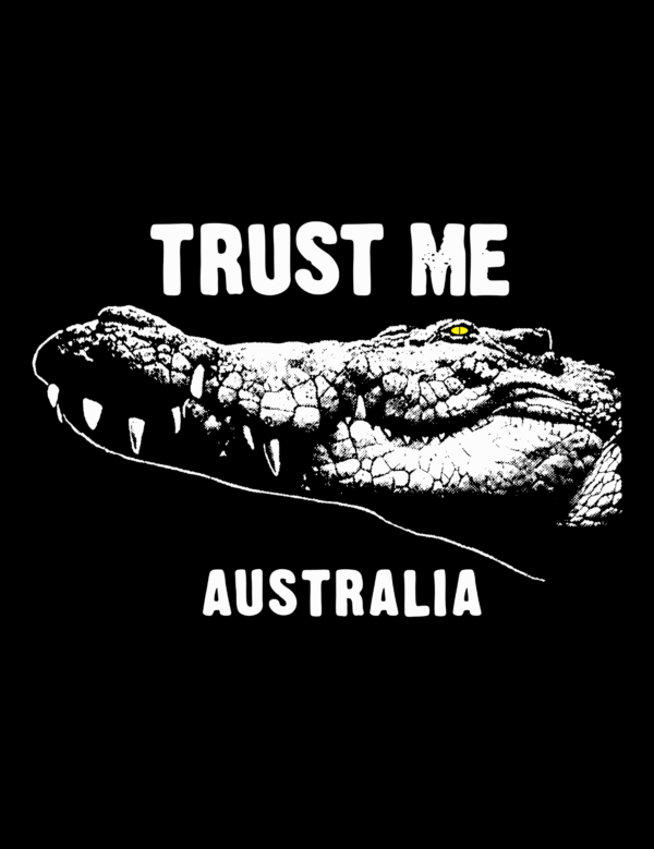Aussie Mens Black Crocodile Half Hand TShirt - Image 5