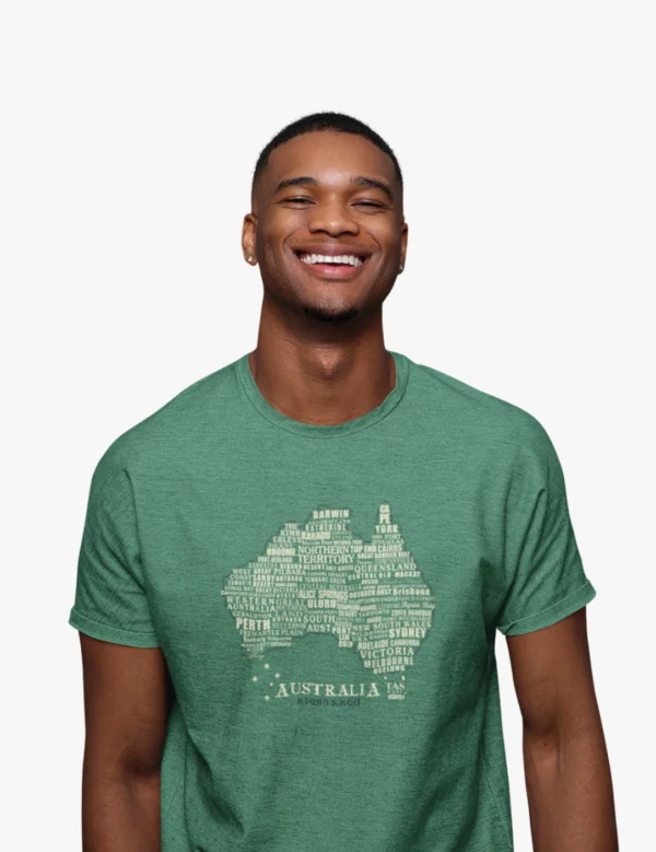 Towns of Aust Map Mens Half Hand TShirt - Image 2