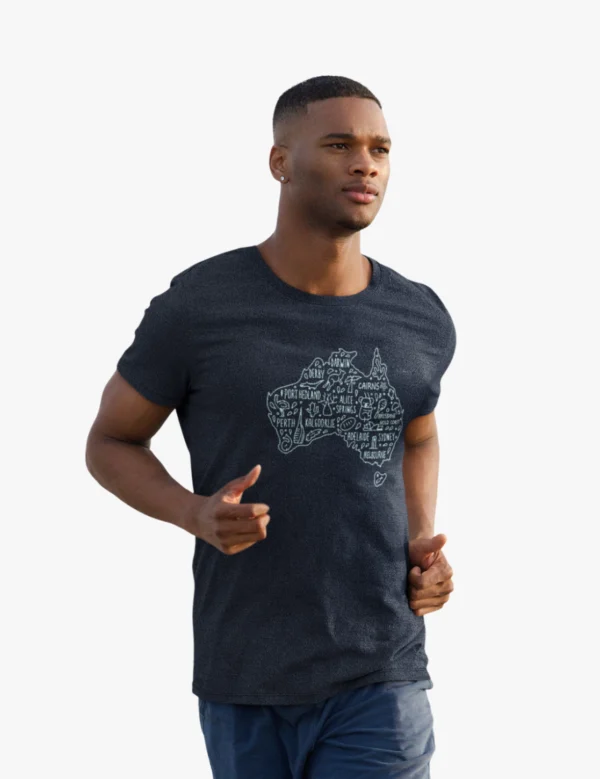Aussie city names Navy Blue Mens Half Hand TShirt - Image 5