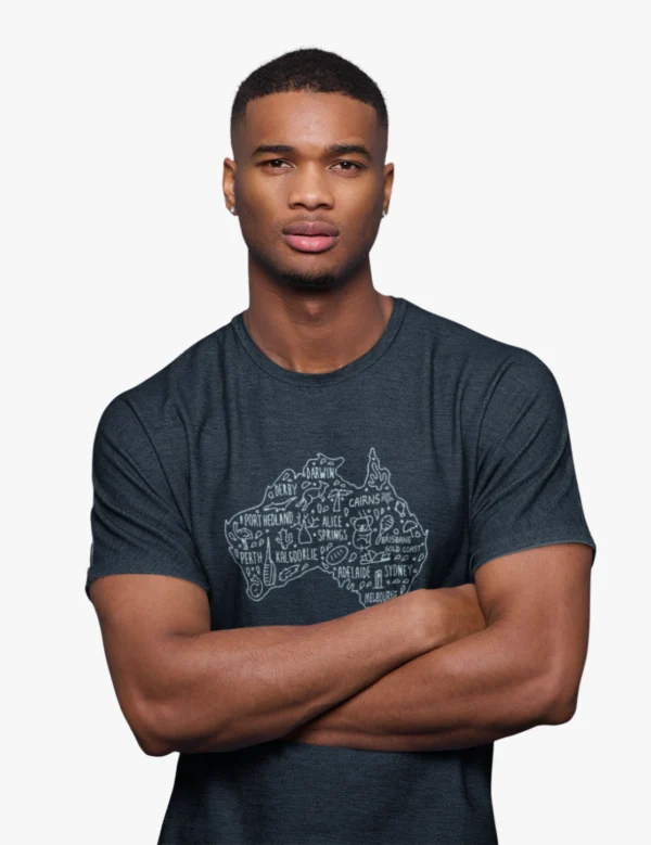Aussie city names Navy Blue Mens Half Hand TShirt - Image 4