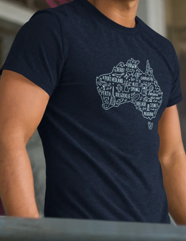 Aussie city names Navy Blue Mens Half Hand TShirt - Image 3