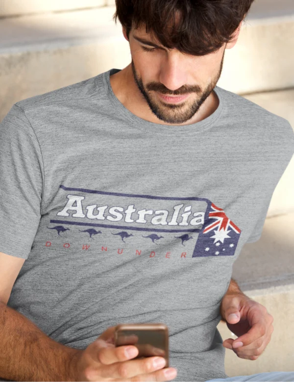 Aussie Grey Mens Half Hand TShirt - Image 3