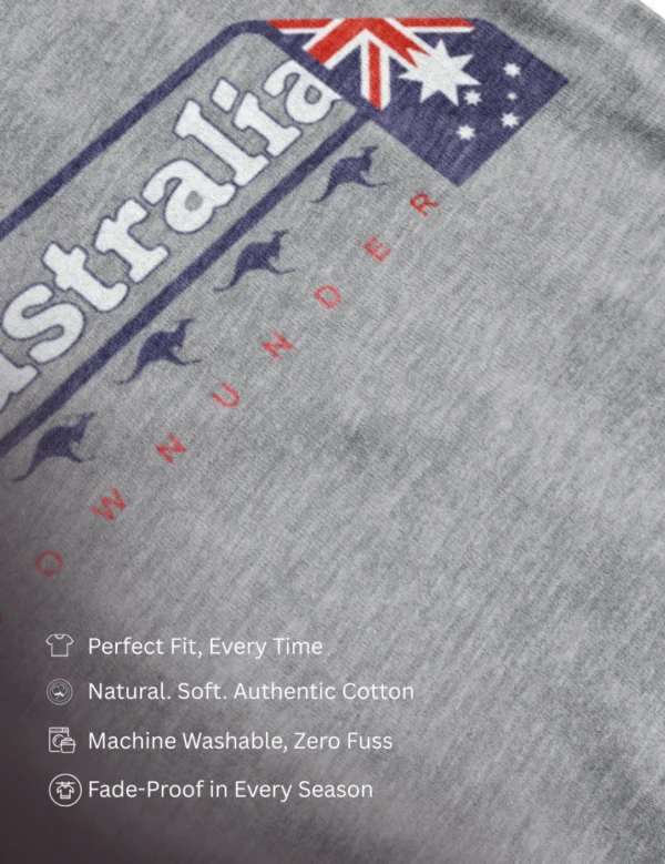 Aussie Grey Mens Half Hand TShirt - Image 4