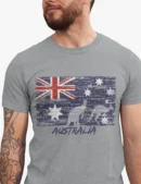 Aussie Flag Grey Mens Half Hand TShirt