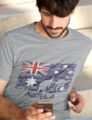 Aussie Flag Grey Mens Half Hand TShirt