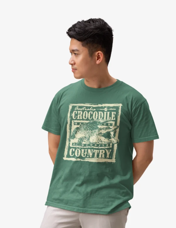 Aussie Crock Mens Half Hand Green TShirt - Image 3