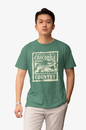 Aussie Crock Mens Half Hand Green TShirt