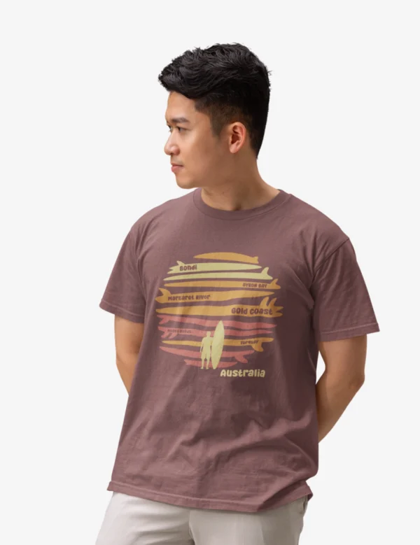Aussie Tourist Mens Half Hand Rust TShirt - Image 3