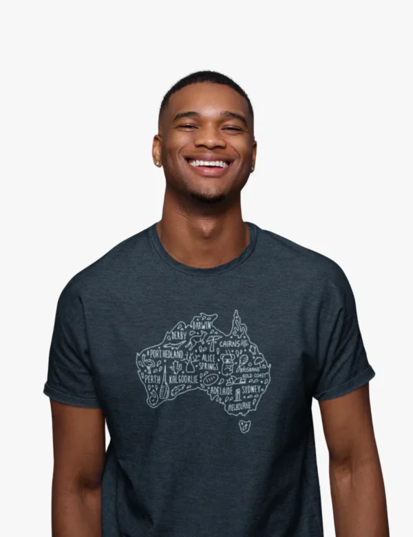 Aussie city names Navy Blue Mens Half Hand TShirt - Image 2
