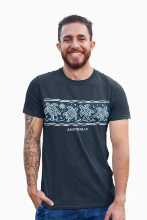 Aussie Turtle Mens Half Hand Navy Blue TShirt