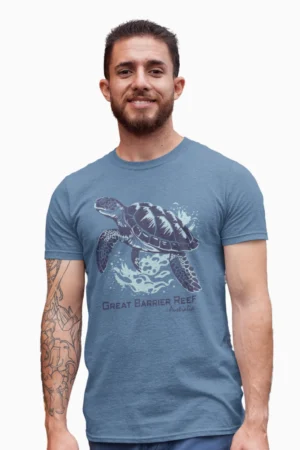 Aussie Turtle Mens Half Hand Blue TShirt