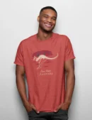 Aussie Mens Red Kangaroo Half Hand TShirt