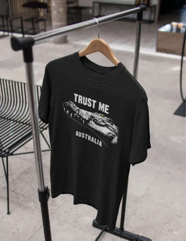 Aussie Mens Black Crocodile Half Hand TShirt - Image 4