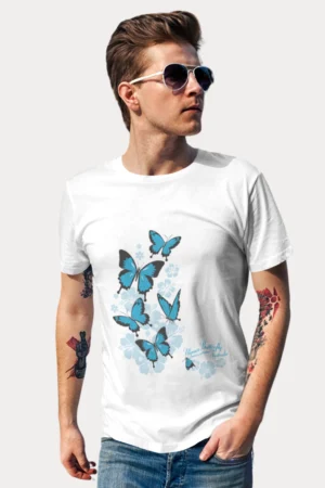 White Mens Half Hand TShirt